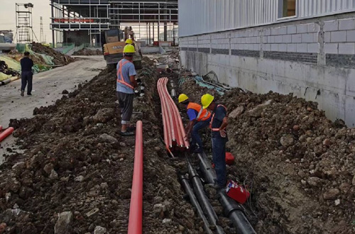 宣城工厂监控外围管道预埋施工